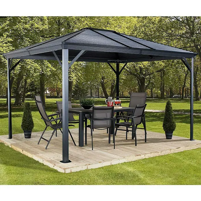 Sojag Pavillon Ventura 10 x 10 - 296 x 296 x 261 cm, Anthrazit - Vorderansicht