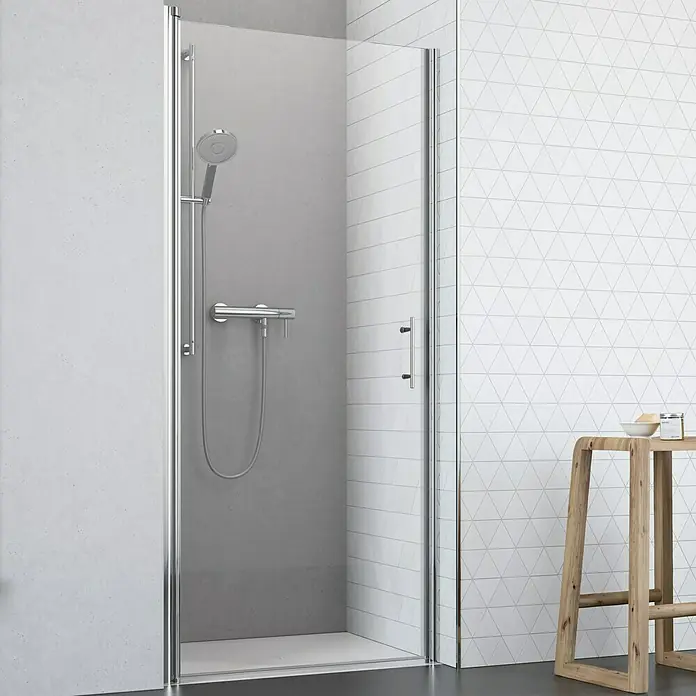 Camargue Vario Nischendusche S2+S9 - 80 x 195 cm, Stärke: 6 mm, Silber - Vorderansicht