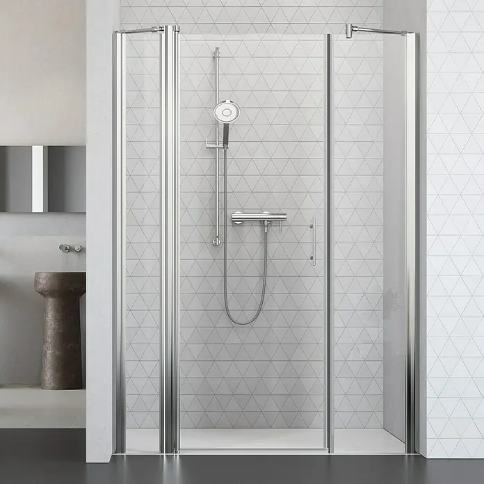 Camargue Vario Nischendusche S3+S16+S17 - 170 x 195 cm, Stärke: 6 mm, Silber - Vorderansicht