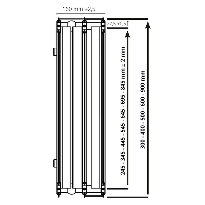 Universal-Flachheizkörper - B x H: 100 x 60 cm, 6-fach, Typ: 3K-33, 2.269 W - Detailaufnahme