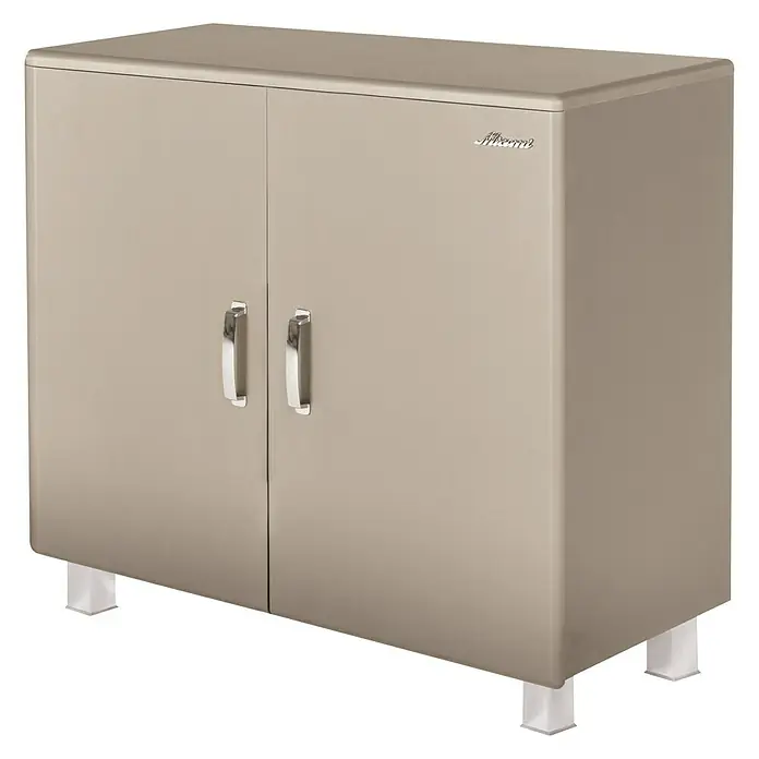 Phönix Miami Kommode - L x B x H: 43 x 97,6 x 88,8 cm, Taupe, 2 verchromte Griffe - Linke Seitenansicht