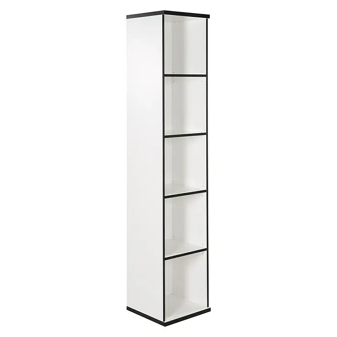 Phönix Chicago Regal - L x B x H: 40 x 40 x 196 cm, Weiß/Schwarz, Traglast: 5 kg/Boden - Linke Seitenansicht