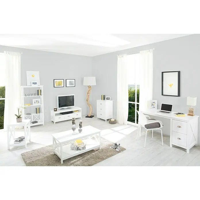 Phönix Sideboard Country - L x B x H: 30 x 100 x 80 cm, Weiß - Stimmungsaufnahme
