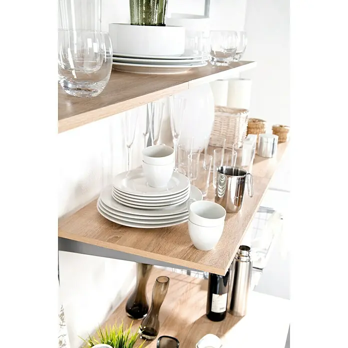 Phönix Wandregal-Set Staxx Garage - L x B x H: 62 x 65 x 223,6 cm, Traglast: 20 kg/Boden, Holzfarben/Grau - Detailaufnahme