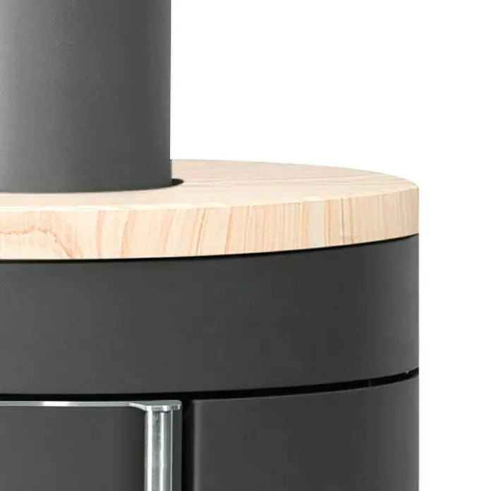 Justus Kaminofen Mino 2.0 - 5 kW, Raumheizvermögen: 88 m³, Material Abdeckung: Sandstein, Schwarz - Detailaufnahme