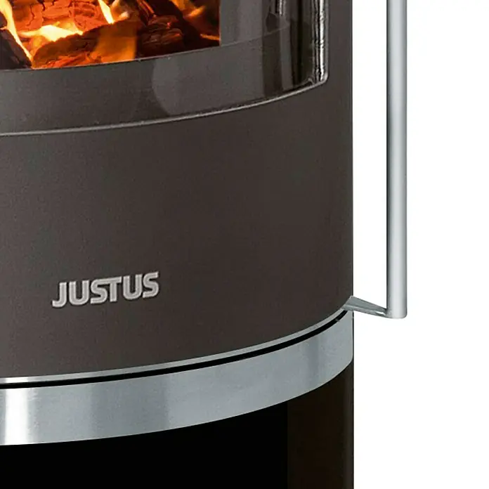 Justus Kaminofen Faro Top 2.0 - 6 kW, Raumheizvermögen: 124 m³, Material Abdeckung: Glas, Schwarz - Detailaufnahme