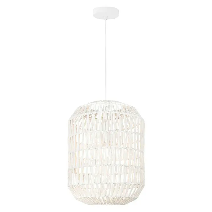Home Sweet Home Rope Pendelleuchte rund - Ø x H: 350 mm x 120 cm, Weiß - Vorderansicht