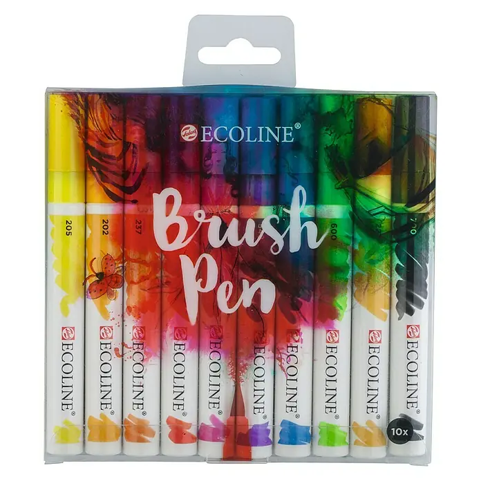 Talens Ecoline Set de marcadores de efecto lacado Brushpen - 10 ud., Multicolor