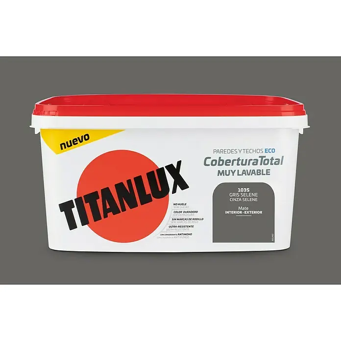 Titan Pintura para paredes Cobertura total - Gris selene, 4 l, Mate
