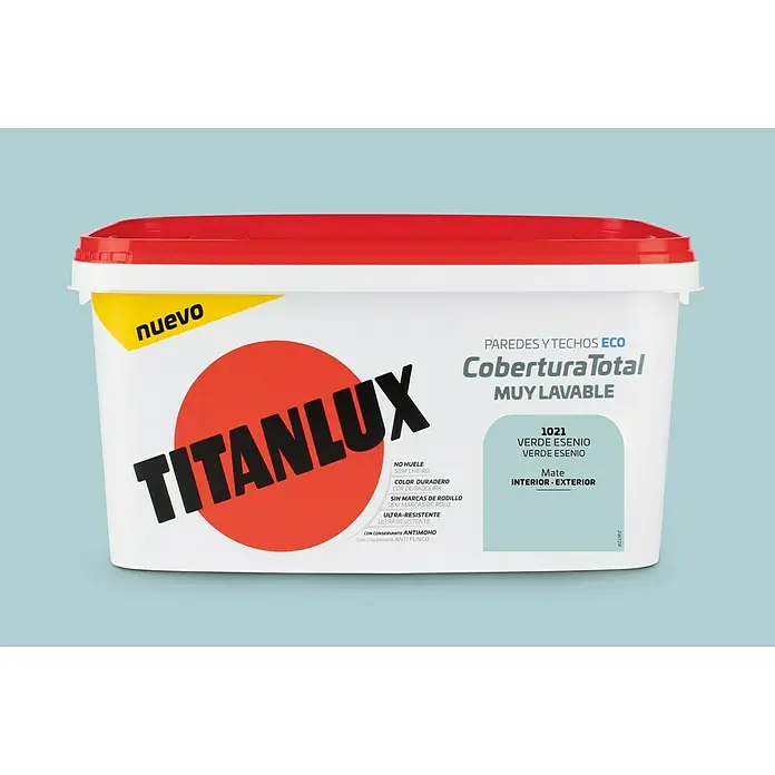 Titan Pintura para paredes Cobertura total - Verde esenio, 4 l, Mate
