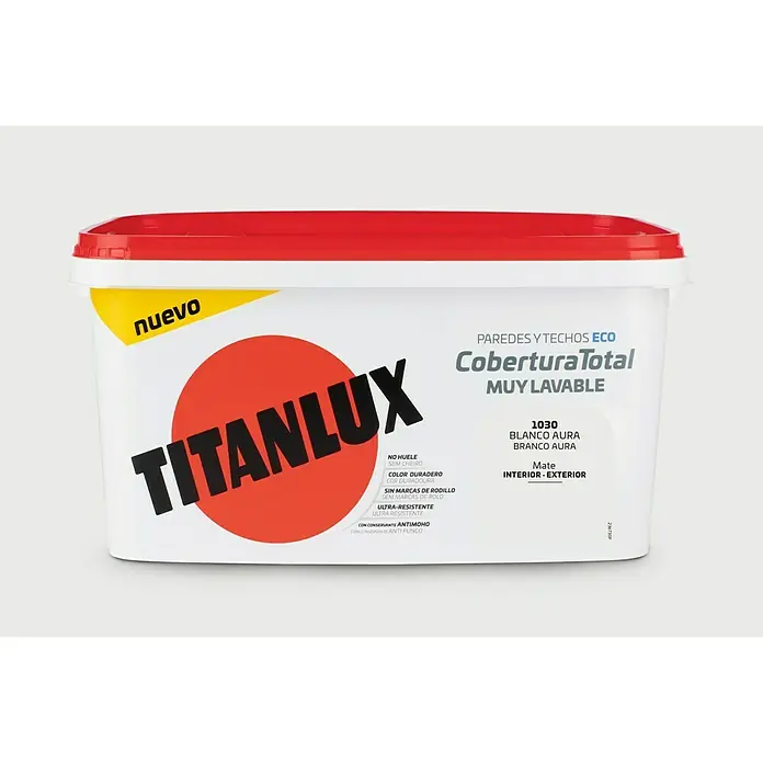 Titan Pintura para paredes Cobertura total - Blanco aura, 4 l, Mate