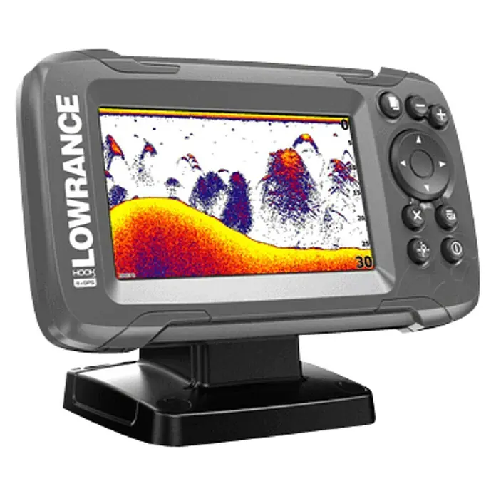 Lowrance Fishfinder Hook² 4x GPS - Geber: Bullet Skimmer, Bildschirmtyp: 4,3″/109,2 mm TFT LCD - Linke Seitenansicht