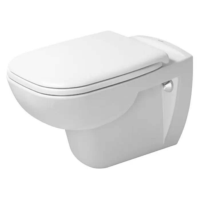 Duravit D-Code Wand-WC - Spülrandlos, Mit antibakterieller Glasur, Spülform: Tief, WC Abgang: Waagerecht, Weiß - Vorderansicht