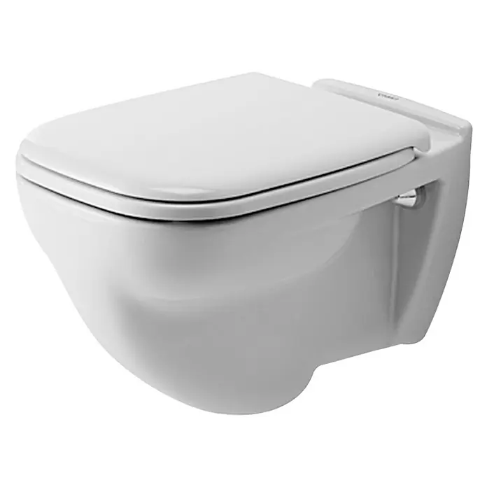 Duravit D-Code Wand-WC - Mit Spülrand, Ohne Spezialglasur, Spülform: Flach, WC Abgang: Waagerecht, Weiß - Vorderansicht