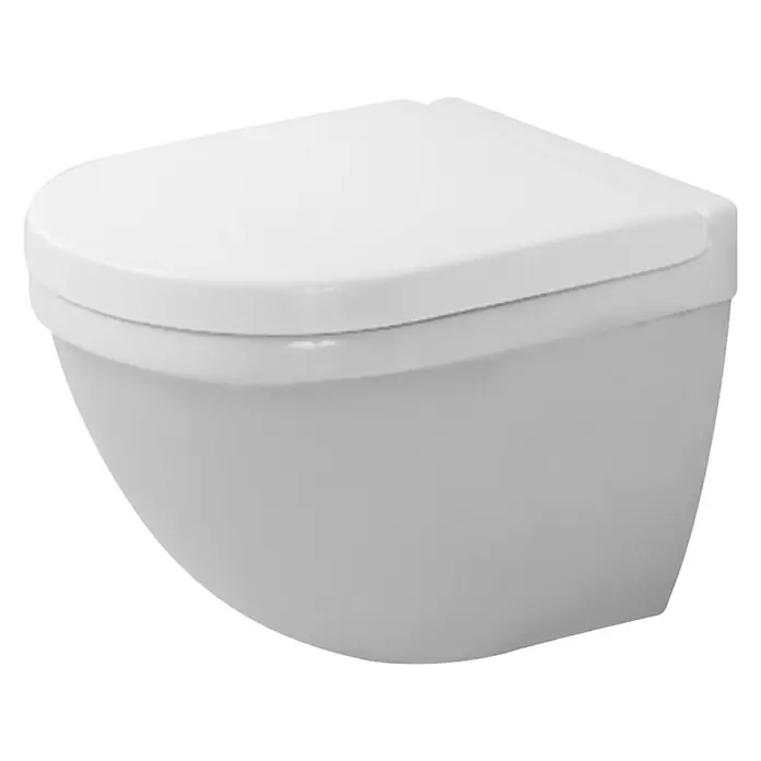 Duravit Starck 3 Wand-WC Compact - Mit Spülrand, Ohne Spezialglasur, Spülform: Tief, Sichtbarkeit Befestigung: Verdeckt, Weiß - Vorderansicht