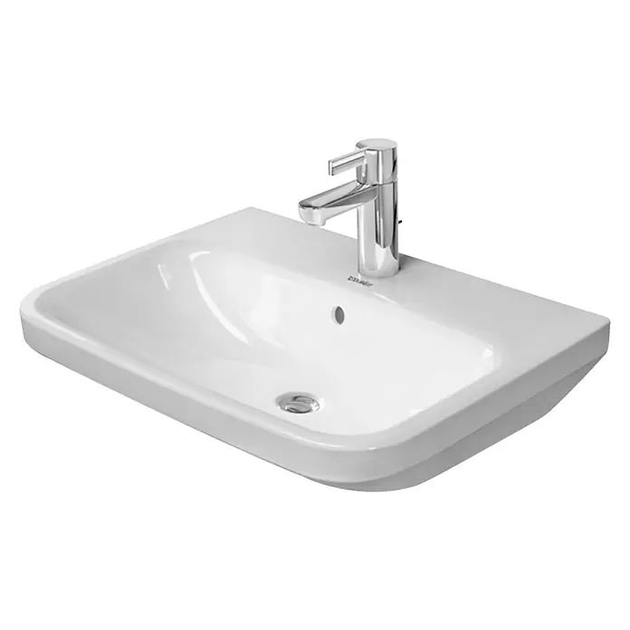 Duravit DuraStyle Waschtisch Typ 2 - 60 x 44 cm, Mit schmutzabweisender Glasur, Hahnloch: Mitte, Mit Überlauf, Weiß - Vorderansicht