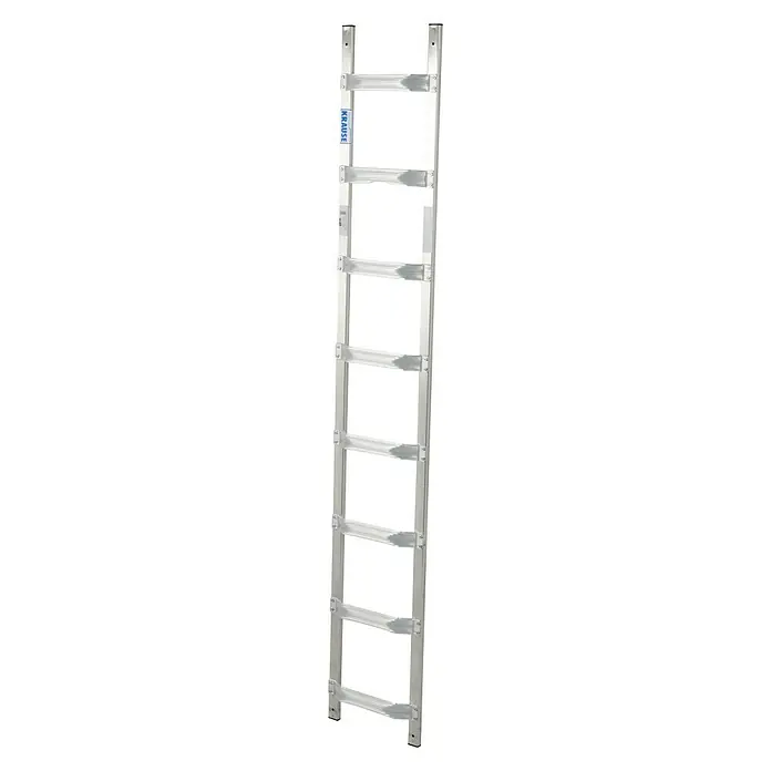 Krause Dachleiter - Länge: 2,25 m, 8 Sprossen, Aluminium, Material Sprossen: Aluminium - Linke Seitenansicht