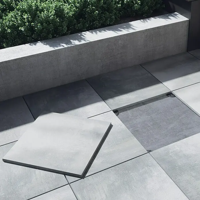 Terrassenfliese Beton Grey Light - 59,3 x 59,3 cm, Grau, Matt