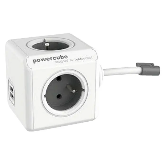 Cubo con enchufes Powercube - x 4, Gris, Potencia de conexión máx.: 3.500 W