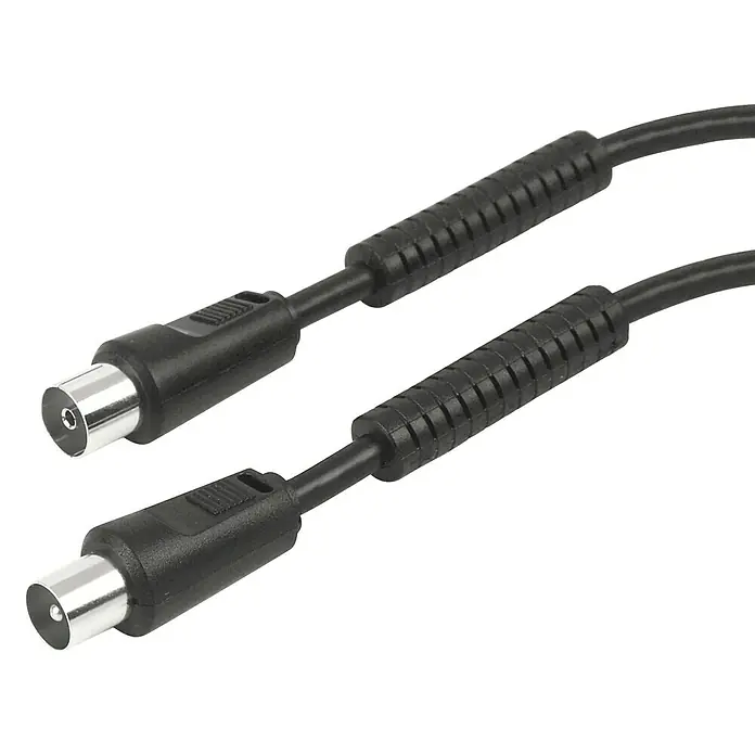 Schwaiger Priključni kabel za antenu - 1,5 m, Crne boje, 90 dB, IEC utikač, IEC utičnica - Pogled sprijeda