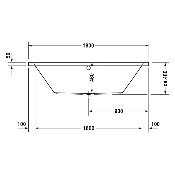 Duravit Vero Badewanne - 80 x 180 cm, Rechteck, Sanitäracryl, Weiß - Vorderansicht
