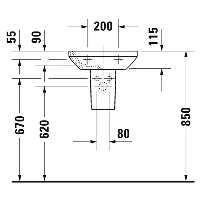 Duravit DuraStyle Waschbecken - 45 x 33,5 cm, Ohne Spezialglasur, Hahnloch: Mitte, Ohne Überlauf, Weiß