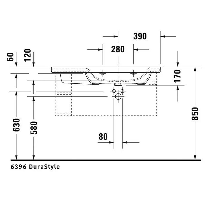 Duravit DuraStyle Waschtisch - 100 x 48 cm, Mit schmutzabweisender Glasur, Hahnloch: Rechts, Mit Überlauf, Weiß