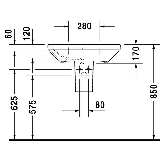 Duravit DuraStyle Waschtisch Typ 1 - 120 x 48 cm, Mit schmutzabweisender Glasur, Hahnloch: Mitte, Mit Überlauf, Weiß