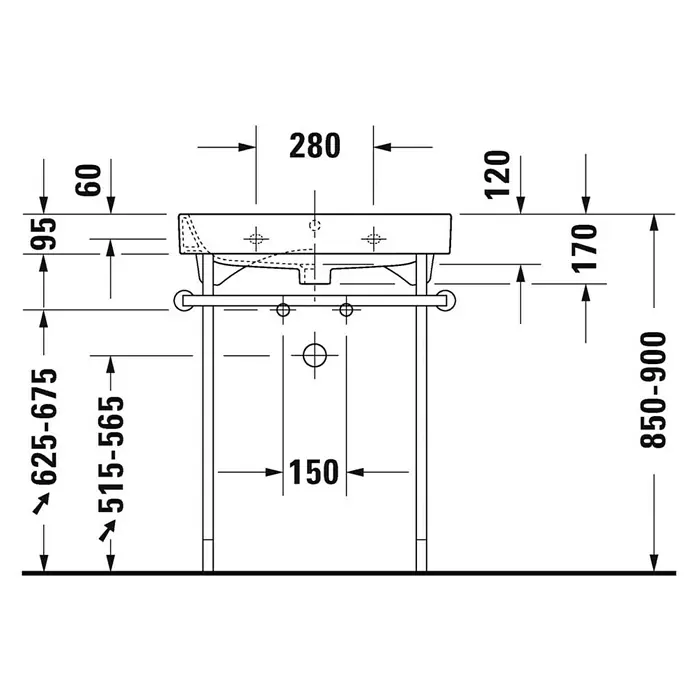 Duravit Happy D.2 Waschtisch Typ 1 - 65 x 50,5 cm, Ohne Spezialglasur, Hahnloch: Mitte, Mit Überlauf, Weiß