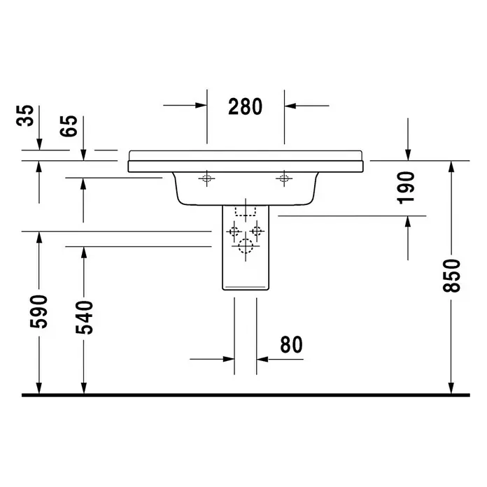 Duravit Starck 3 Waschtisch Typ 1 - 85 x 48,5 cm, Ohne Spezialglasur, Hahnloch: Mitte, Mit Überlauf, Weiß