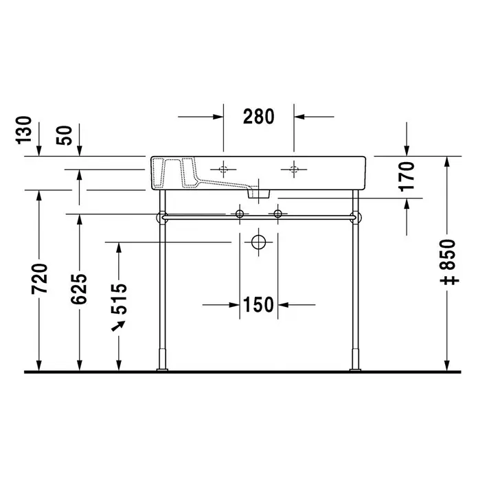 Duravit Vero Waschtisch - 85 x 49 cm, Ohne Spezialglasur, Hahnloch: Mitte, Mit Überlauf, Weiß, Ungeschliffen