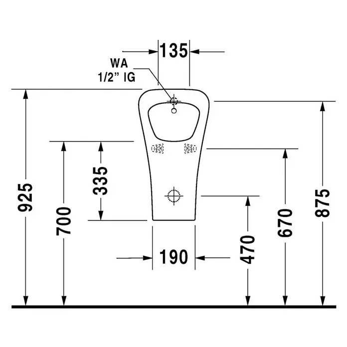 Duravit DuraStyle Urinal - Ohne Spülrand, Mit schmutzabweisender Glasur, Zulauf: Hinten, Absaugspülung, Farbe: Weiß, Ohne Zielobjekt