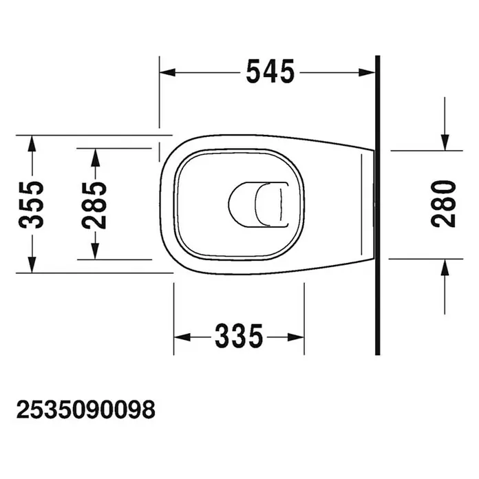 Duravit D-Code Wand-WC - Mit Spülrand, Ohne Spezialglasur, Spülform: Tief, WC Abgang: Waagerecht, Weiß