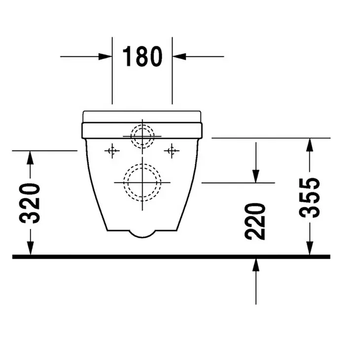 Duravit Starck 3 Wand-WC Compact - Mit Spülrand, Ohne Spezialglasur, Spülform: Tief, Sichtbarkeit Befestigung: Sichtbar, Weiß