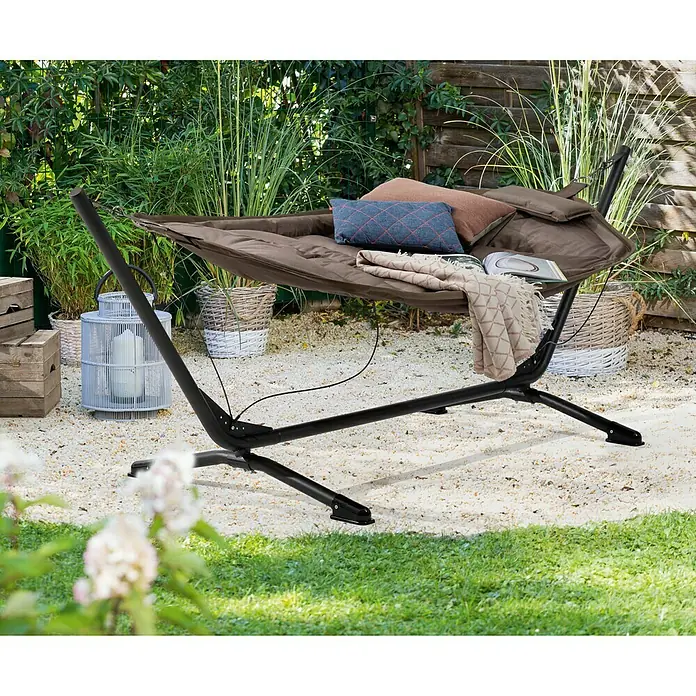 Sunfun Hängematten-Set - 330 x 130 cm, Taupe - Stimmungsaufnahme