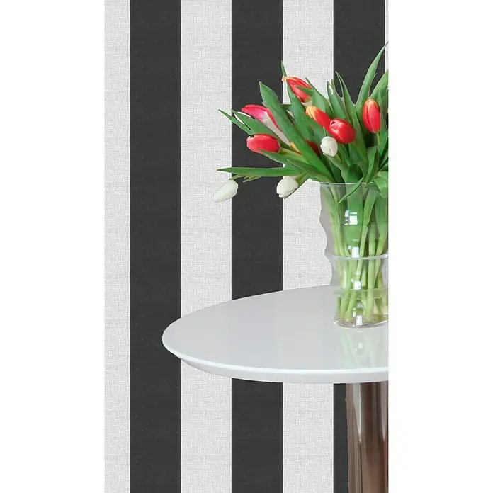Papel pintado Rayas - Negro/blanco, 10 x 0,53 m