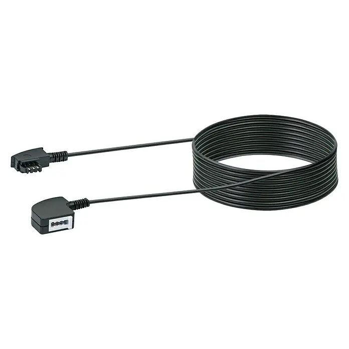 Schwaiger TAE-Verlängerungskabel - 6 m, TAE-F Stecker (6P4C), TAE-F Buchse (6P4C), Schwarz - Vorderansicht