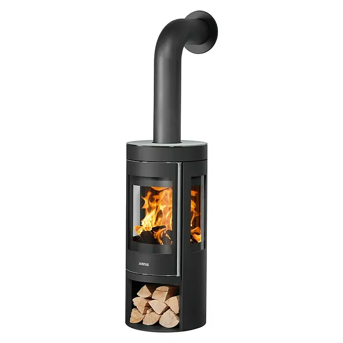 Justus Kaminofen Mino Trios 2.0 - 5 kW, Raumheizvermögen: 88 m³, Material Abdeckung: Glas, Schwarz