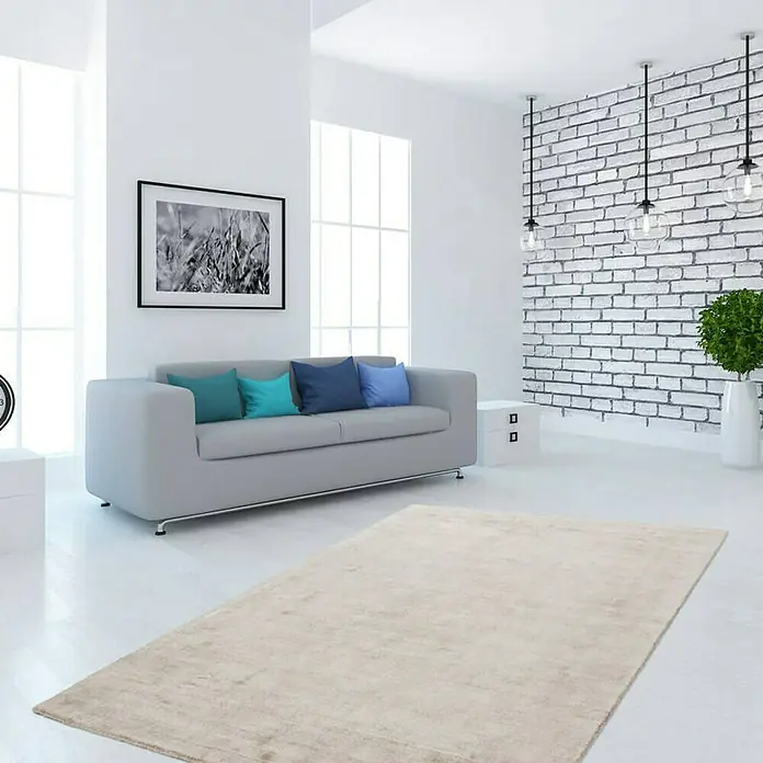 Kayoom Kurzflorteppich Luxury - Elfenbein/Taupe, 170 x 120 cm, 100 % Viskose - Stimmungsaufnahme