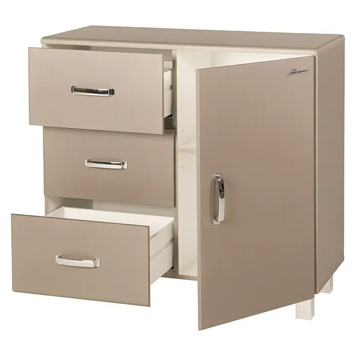 Phönix Miami Kommode - L x B x H: 43 x 97,6 x 88,8 cm, Taupe, 4 verchromte Griffe - Anwendungsbeispiel