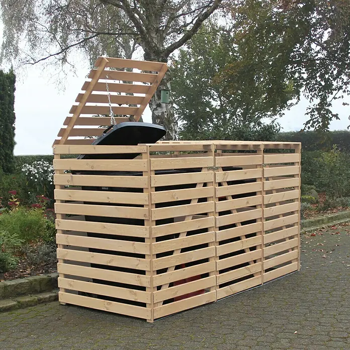 Promadino Mülltonnenbox Variov - 92 x 219 x 122 cm, Natur - Stimmungsaufnahme