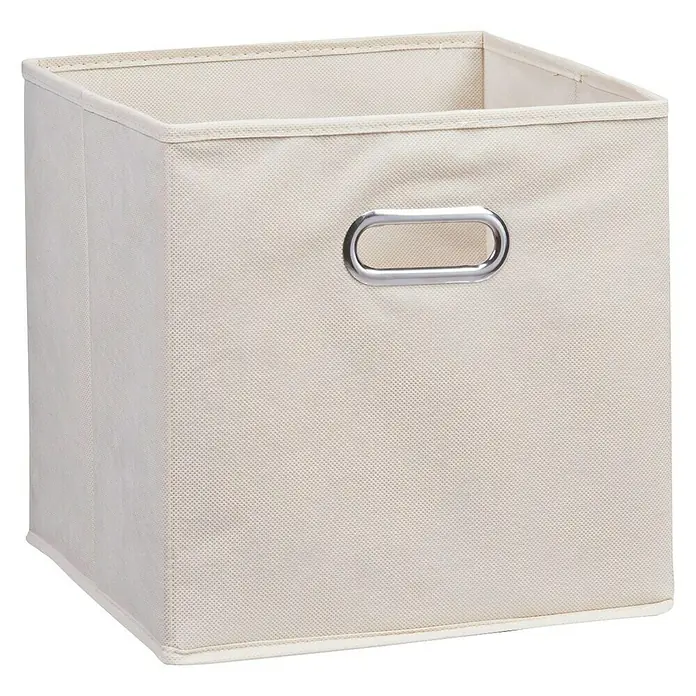 Zeller Present Caja plegable Tela - 32 x 32 x 32 cm, Beige
