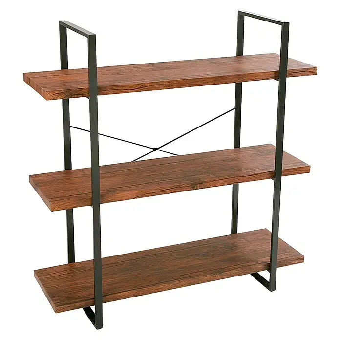Estantería de madera de 3 baldas - An x Al: 100 x 104 cm, Madera, Marrón