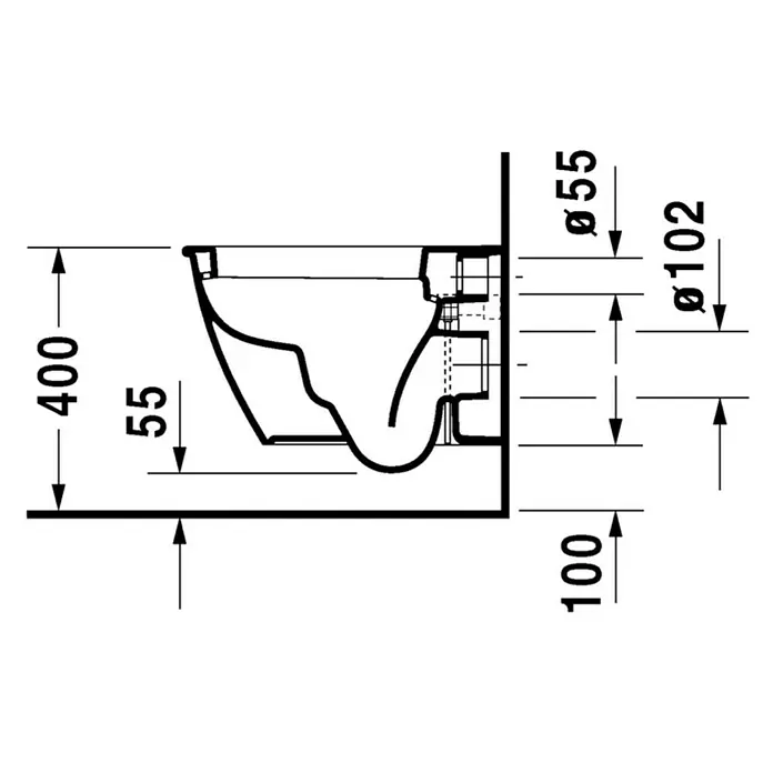 Duravit Darling New Wand-WC Compact - Mit Spülrand, Ohne Spezialglasur, Spülform: Tief, WC Abgang: Waagerecht, Weiß