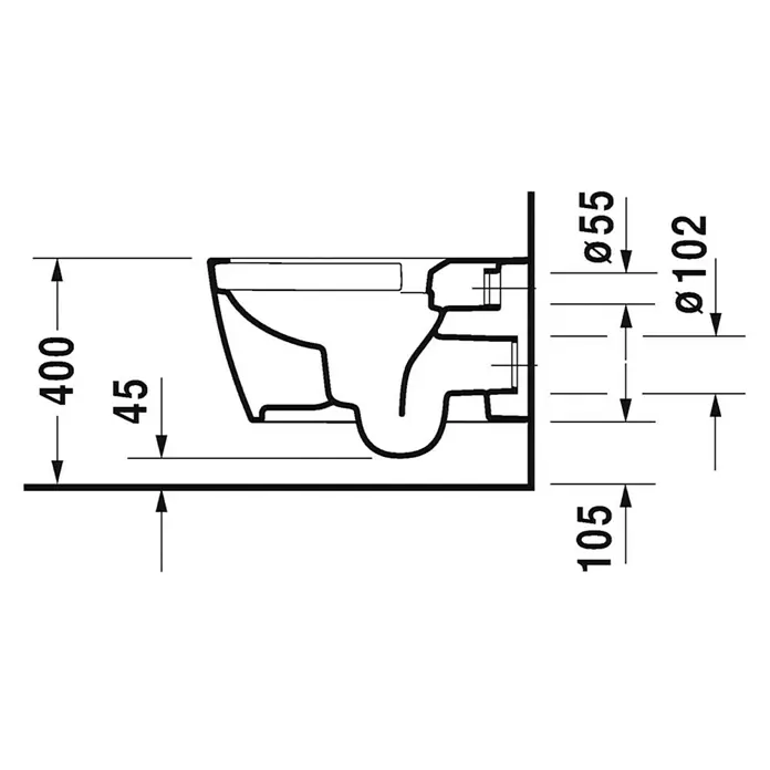 Duravit ME by Starck Wand-WC - Spülrandlos, Mit schmutzabweisender Glasur, Spülform: Tief, WC Abgang: Waagerecht, Weiß