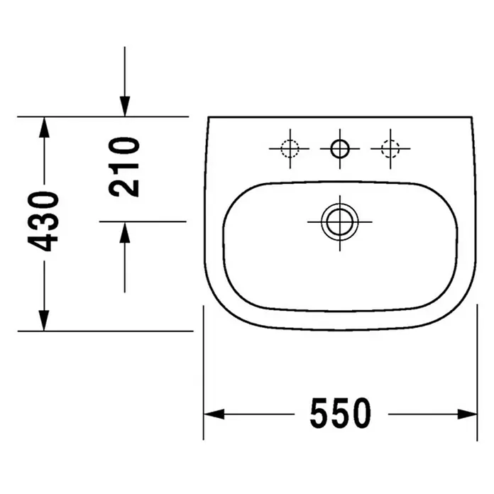 Duravit D-Code Waschtisch - 55 x 43 cm, Ohne Spezialglasur, Hahnloch: Mitte, Mit Überlauf, Weiß