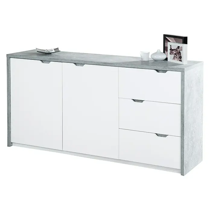 Phönix Bruno Sideboard - L x B x H: 40 x 80 x 159,9 cm, Grau/Weiß - Rechte Seitenansicht