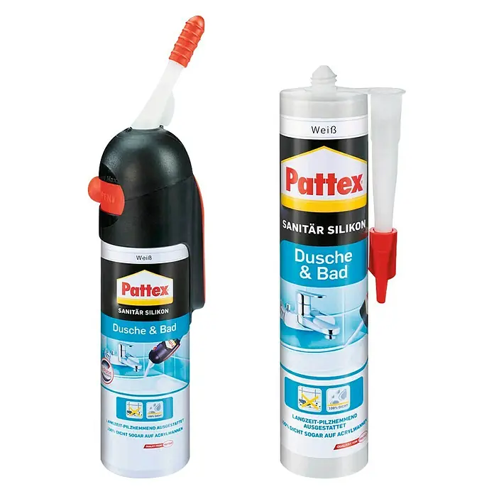 Pattex Sanitär-Silikon Dusche & Bad - Weiß, 2 x 300 ml