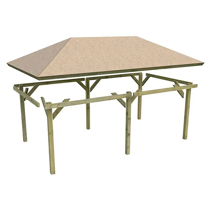 Karibu Pavillon Perida Set - 485 x 345 cm, Schwarz, Natur