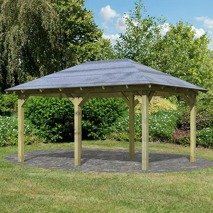 Karibu Pavillon Perida - 485 x 345 cm, Natur - Vorderansicht
